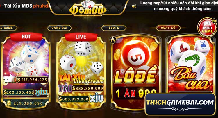 Dom88 Club là cổng game bài liên tục bị chặn vì độ Hot của nó. Do vậy việc tải Dom88 là vô cùng khó khăn. Cùng kênh Thích Game Bài đánh giá Dom 88 tài xỉu này!