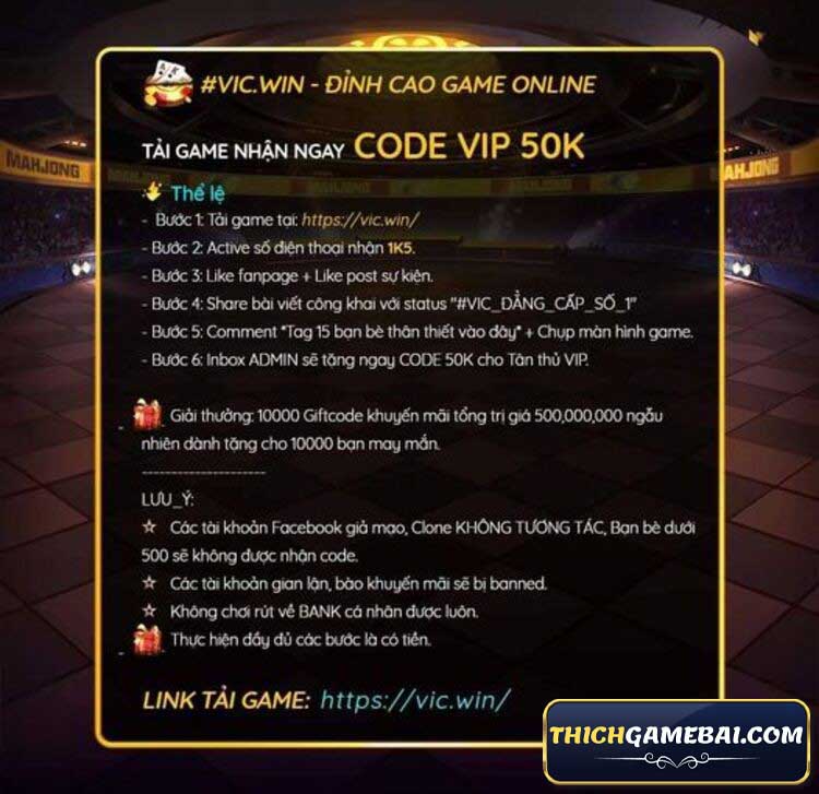 thich game bai shares code vicwin 2