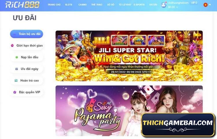 Nhà cái Rich888 Bet- Trải nghiệm cá cược tuyệt vời với đa dạng trò chơi, khuyến mãi hấp dẫn và giao dịch nhanh chóng. Rất uy tín và đáng tin cậy!