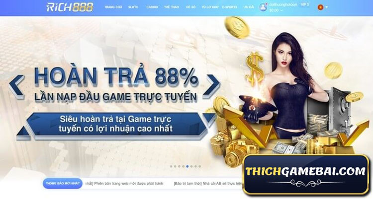 Nhà cái Rich888 Bet- Trải nghiệm cá cược tuyệt vời với đa dạng trò chơi, khuyến mãi hấp dẫn và giao dịch nhanh chóng. Rất uy tín và đáng tin cậy!