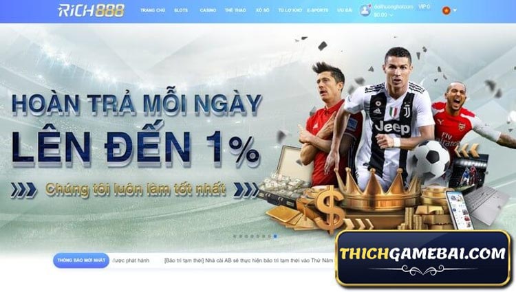 Nhà cái Rich888 Bet- Trải nghiệm cá cược tuyệt vời với đa dạng trò chơi, khuyến mãi hấp dẫn và giao dịch nhanh chóng. Rất uy tín và đáng tin cậy!